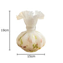 Axyaa Flower Texture Glass Vase Desk Decoration with Artificial Flowers