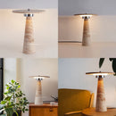 Axyaa Mushroom Travertine LED Table Lamp - Modern Cave Stone Desk Lighting