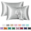 Axyaa Silky Satin King Pillowcase Luxury Comfort Solid Color Smooth Queen Cover