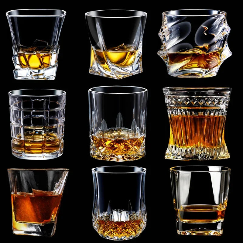 Axya Crystal Wine Glass Set - European Style Whiskey Glass for Home and Bar