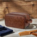 Axyaa Men's Vintage Style PU Leather Toiletry Bag With Hanging Hook