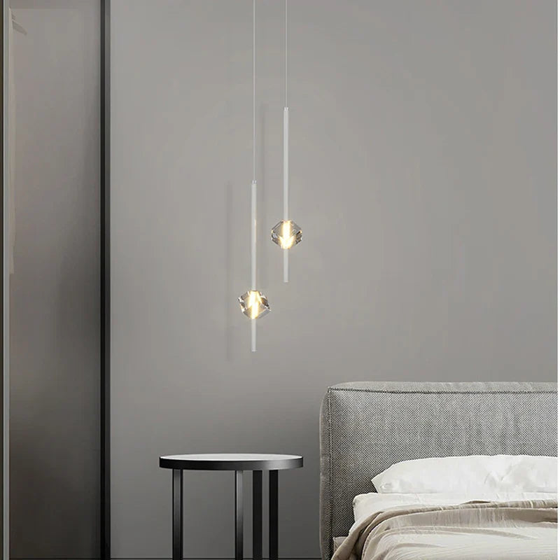 Axyaa Cube Crystal Long Pendant Lamps for Luxury Bedroom and Living Room