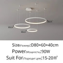 Axyaa Black Rings Pendant Light Chandelier Dimmable Remote Lamp Modern Minimalist Style