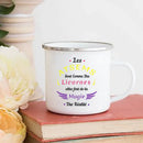 Axyaa Enamel Mug - Top Atsem Gift, Creative Print, School Drinkware, Home Handle