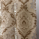 Axyaa European Jacquard Brown Curtains with Retro Hollow Pattern for Living Rooms
