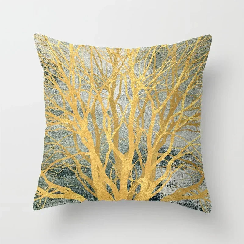 Golden Tree Forest Pillow Case by Axyaa: Car/Home Sofa Bed Decor, 45x45cm Decorative Cushion Cover