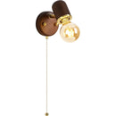 Axyaa Walnut LED Glass Wall Lamp with Switch, Vintage Style for Bedroom, Balcony, and Aisle