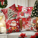 Axyaa Christmas Pillowcase - Red Santa Claus Snowman Sofa Cover - Home Decor Gift
