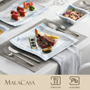 Axyaa Flora 26-Piece Marble Blue Porcelain Tableware Set for 6