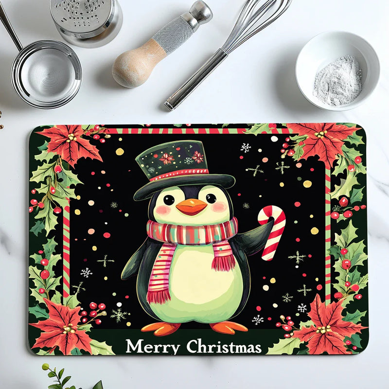 Axyaa Christmas Candy Drying Mat: Absorbent Dish Placemat for Table Cup Drying Mats