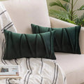 Axyaa Velvet Lumbar Throw Pillow Covers 12x20 Inch - Farmhouse Cushion Cover Cojines