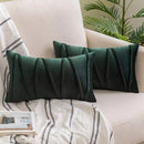 Axyaa Velvet Lumbar Throw Pillow Covers 12x20 Inch - Farmhouse Cushion Cover Cojines