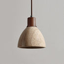 Axyaa LED Travertine Pendent Light Chandelier for Dining Room of Small Fresh Walnut Decor