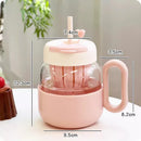 Kawaii Glass Cup with Lid and Straw by Axyaa: Large Aesthetic Drink Bottle