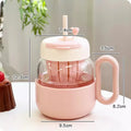 Axyaa Kawaii Glass Cup with Lid and Straw: Large Aesthetic Drink Bottle Mug