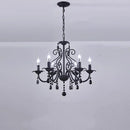 Axyaa Vintage Wrought Iron Chandelier with Clear Crystals