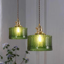 Axyaa Green Glass Pendant Lamp: Retro Nordic Luxury LED Chandelier for Home Decor
