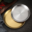 Axyaa Stainless Steel Buffet Plates - Korean Style Durable Shallow Dishes