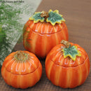 Axya Hand-Painted Pumpkin Storage Jar with Cover - Decorative Food Storage Box