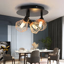 Axyaa Industrial Diamond Cage Loft Chandelier Iron Ceiling Light for Living Room and Kitchen