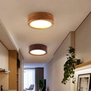 Axyaa Nordic Wooden LED Ceiling Light: Minimalist Round Macaron Design