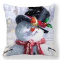Axyaa Snowmen Winter Scene Pillowcase: Sofa, Bedroom, Car Cushion Cover