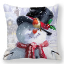 Axyaa Snowmen Winter Scene Pillowcase: Sofa, Bedroom, Car Cushion Cover