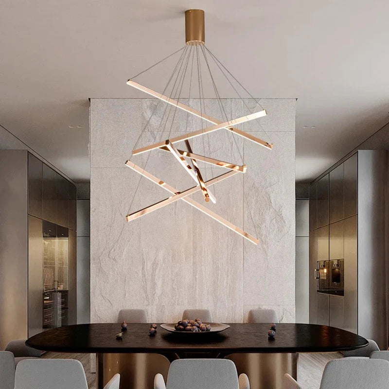 Axyaa Stainless Steel LED Chandelier for Nordic Home Decor & Dining Room Lighting