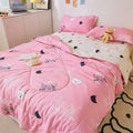 Axyaa Summer Quilts: Princess Style Floral Cartoon Bedspread, Washable Single Queen Comforter