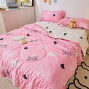 Axyaa Summer Quilts: Princess Style Floral Cartoon Bedspread, Washable Single Queen Comforter