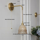 Axyaa Amber Glass LED Wall Sconce Pull Chain Switch Nordic Modern Design