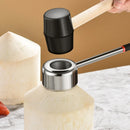 Axyaa Stainless Steel Coconut Opener with Wooden Handle and Rubber Hammer