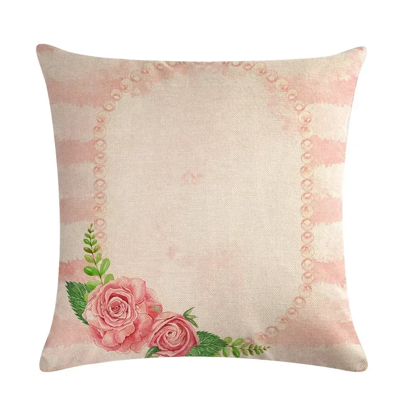 Axyaa Vintage Plant-flower Linen Cushion Cover 45*45cm