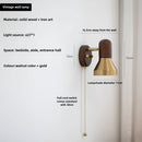 Axyaa Retro LED Wood Wall Lamp, Adjustable Angle Reading Light