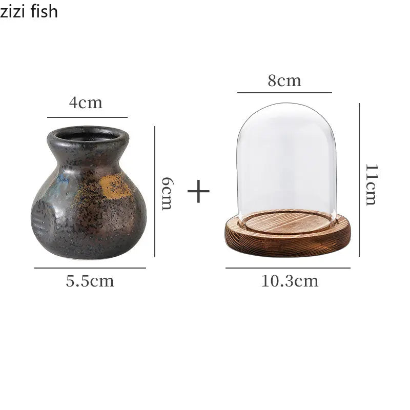 Axya Retro Ceramic Toothpick Box Glass Cover Holder