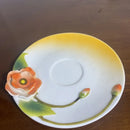 Axyaa Ceramic Flower Coffee Cup and Saucer: Elegant Embossed 3D Design