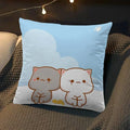 Axyaa Peach Cat Soft Cushion Cover 45x45 for Bed Sofa Home Decor