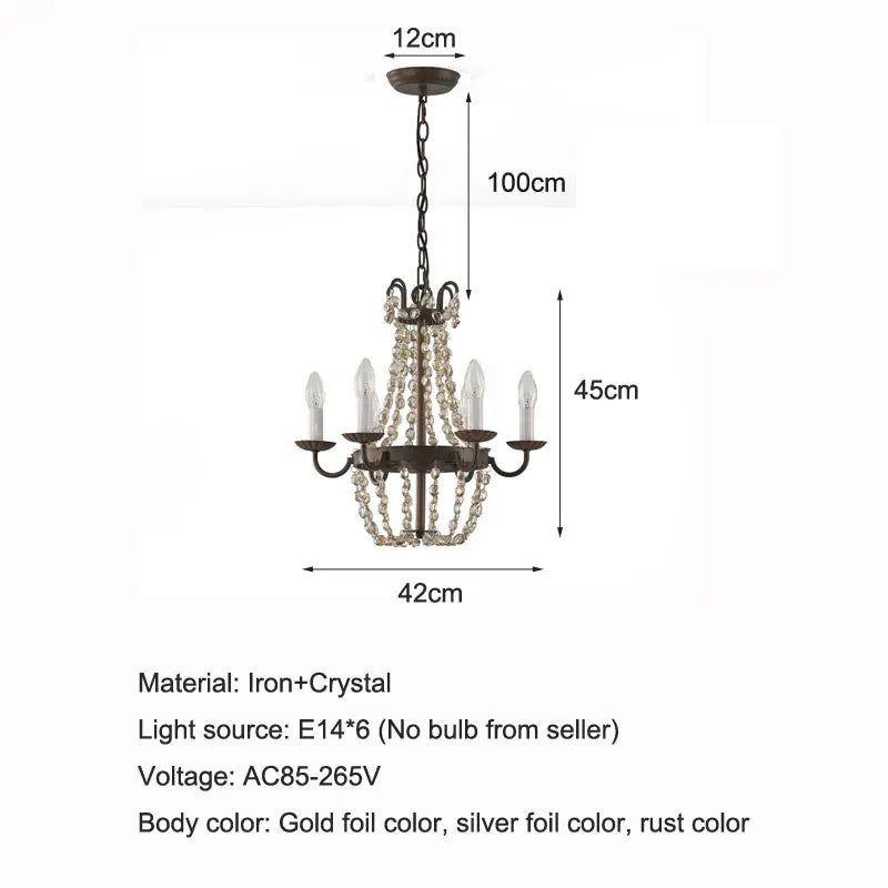 Axyaa Crystal Chandelier: Elegant Iron Art Pendant Lamp for Home and Restaurant