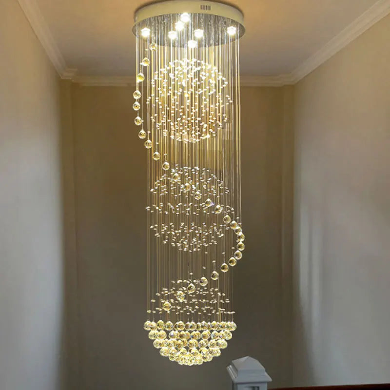 Axyaa ModernCrystal LED Chandelier Staircase Lamp for Stylish Home, Hotel, Villa Hall