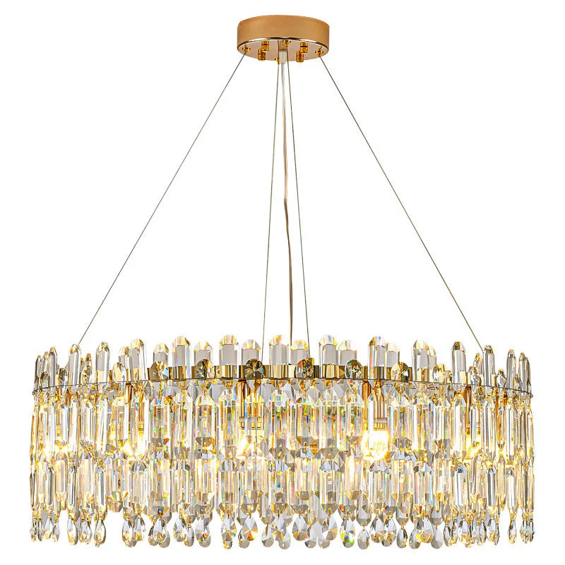 Axyaa Round Crystal LED Chandelier for Modern Living Room & Kitchen