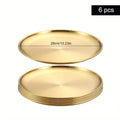 Axyaa Gold Stainless Steel Round Shallow Tray Plate Set for BBQ, Camping, Picnic