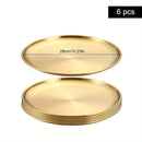 Axyaa Gold Stainless Steel Round Shallow Tray Plate Set for BBQ, Camping, Picnic