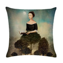 Axyaa Fairy Girl Linen Pillowcase for Home Decor 45X45CM