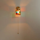 Axyaa Colorful Glass LED Wall Sconce, Pull Chain Switch, Adjustable Copper Arm