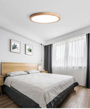 Axyaa Nordic Wood LED Ceiling Light - Thin Profile, Round, Japan Style, Living Room Bedroom Balcony Fixtures
