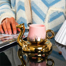 Axyaa Camel Coffee Cup Set - 110ml Creative Ceramic Mug & Plate