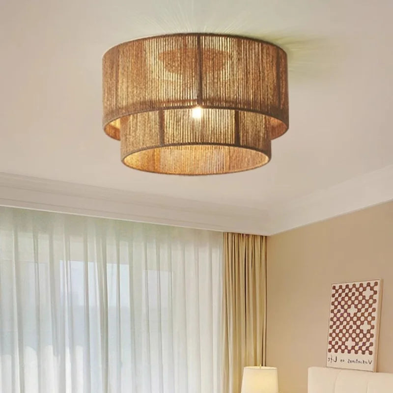 Axyaa Retro Hemp Rope Pendant Lights for Dining Room & Restaurant