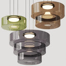 Axyaa Amber Smoky Grey Glass Pendant Lamp - LED Ceiling Light