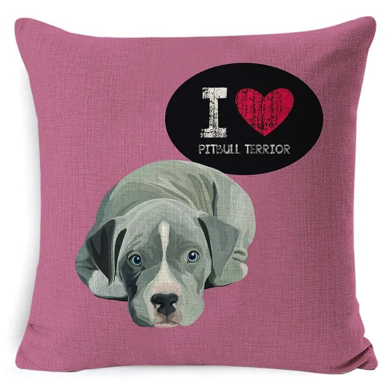 Dog Breed Cotton Linen Cushion Cover Set by Axyaa: Bull Terrier to Chihuahua & More