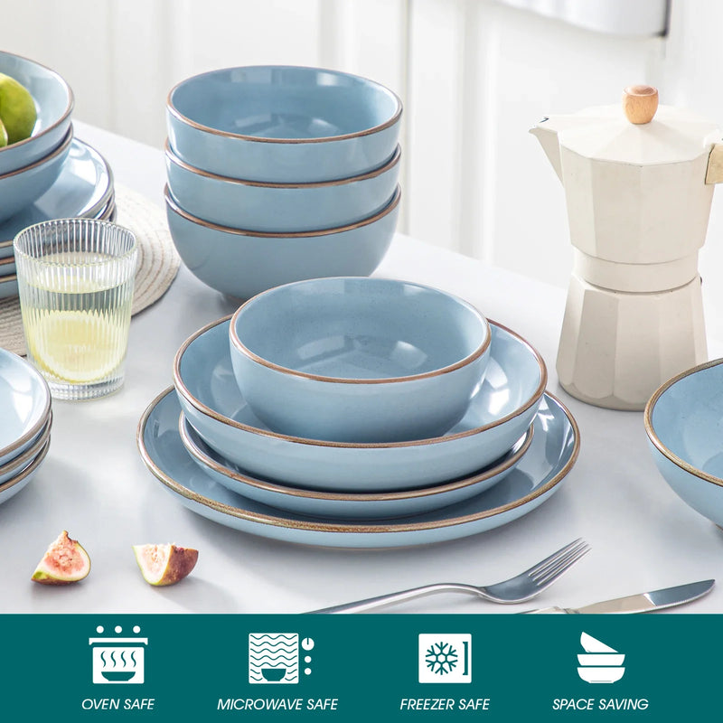 Axya Ceramic Glaze Tableware Set - 16/32 Piece for 4/8 Person - 4 Colors